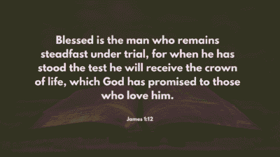 James 1:12 Bible Verse - 'Blessed is the one who perseveres under trial and receives the crown of life from God.